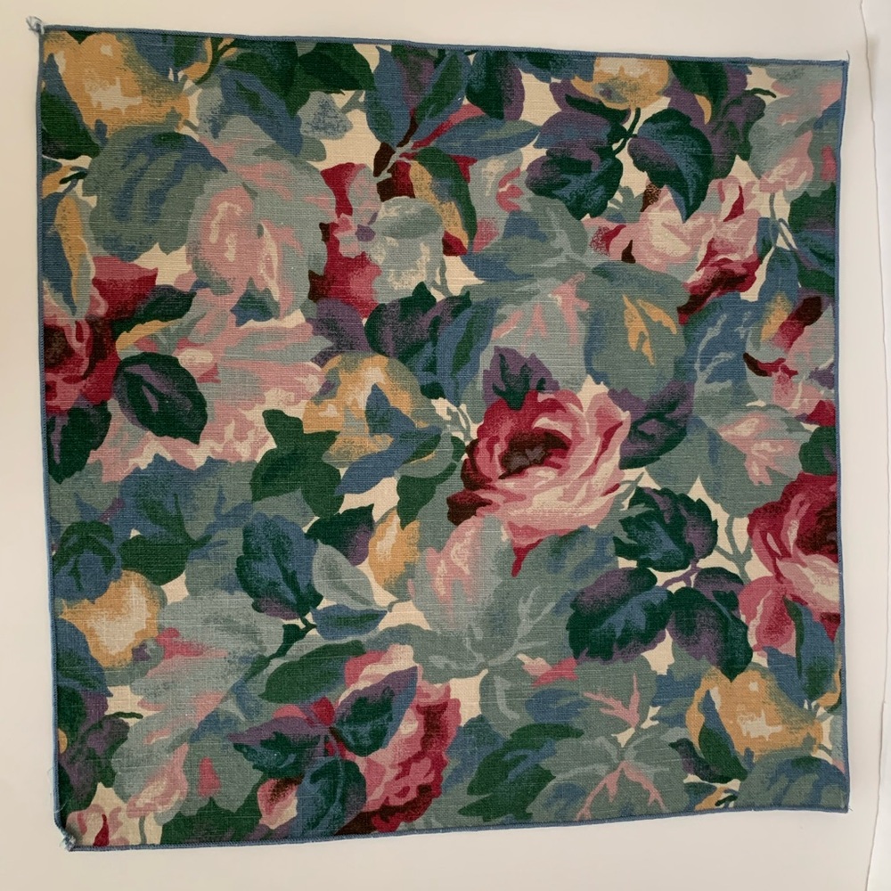 Custom Handmade Cloth Napkin Set 4 PCS Floral Jewel Tone Pink Green Cream Blue